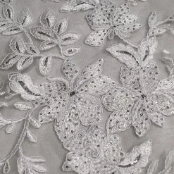 Claire Lace Table Linen in Silver and White