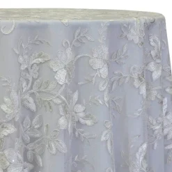 Claire Lace Table Linen in White and White