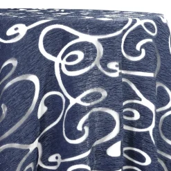 Contempo Scroll Sheer Table Linen in Navy