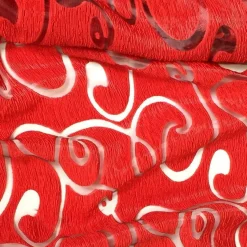 Contempo Scroll Sheer Table Linen in Red