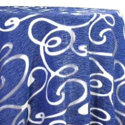 Contempo Scroll Sheer Table Linen in Royal