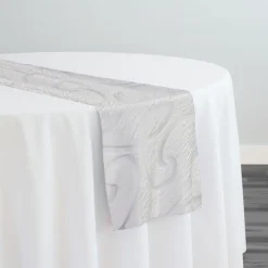 Contempo Scroll Sheer Table Runner in White