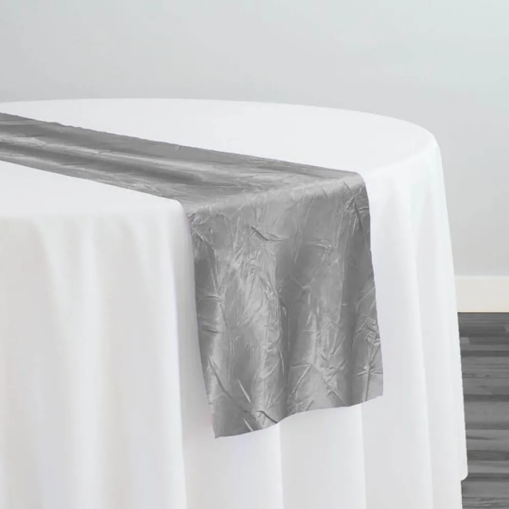 Crush Satin (Bichon) Table Runner in Silver 606