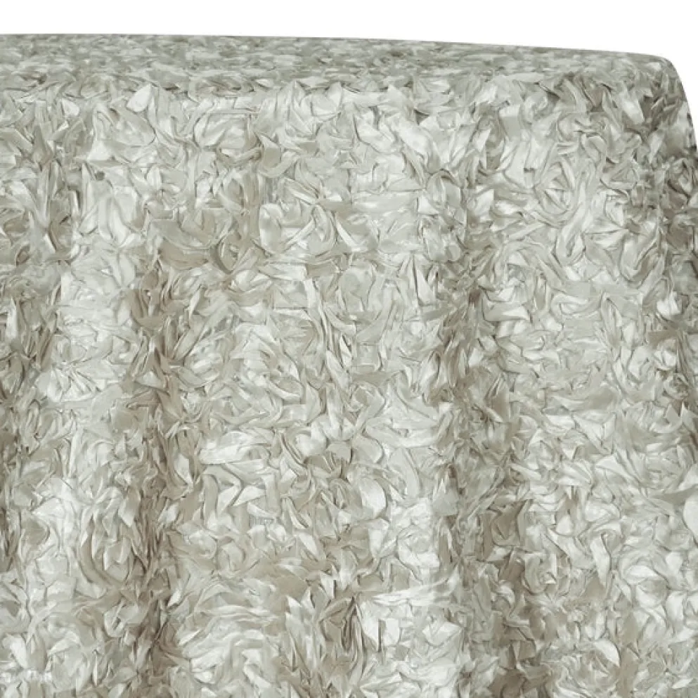 Curly Satin Table Linen In Ivory