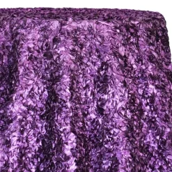 Curly Satin Table Linen In Plum