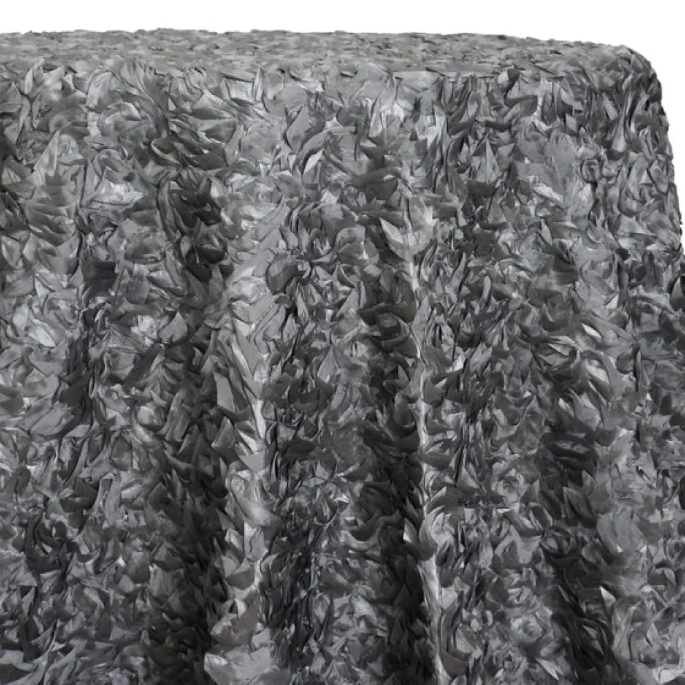 Curly Satin Table Linen In Silver
