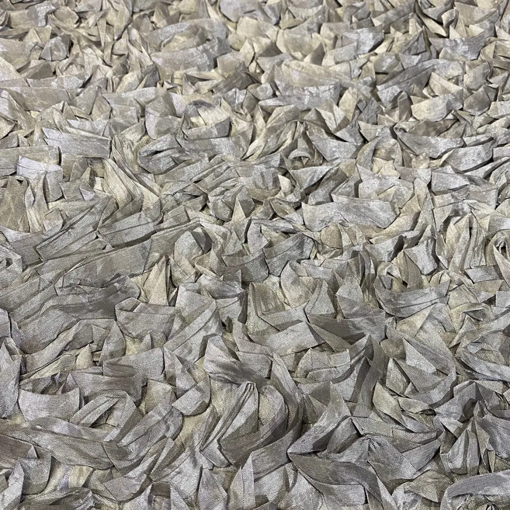 Curly Satin Table Linen In Silver