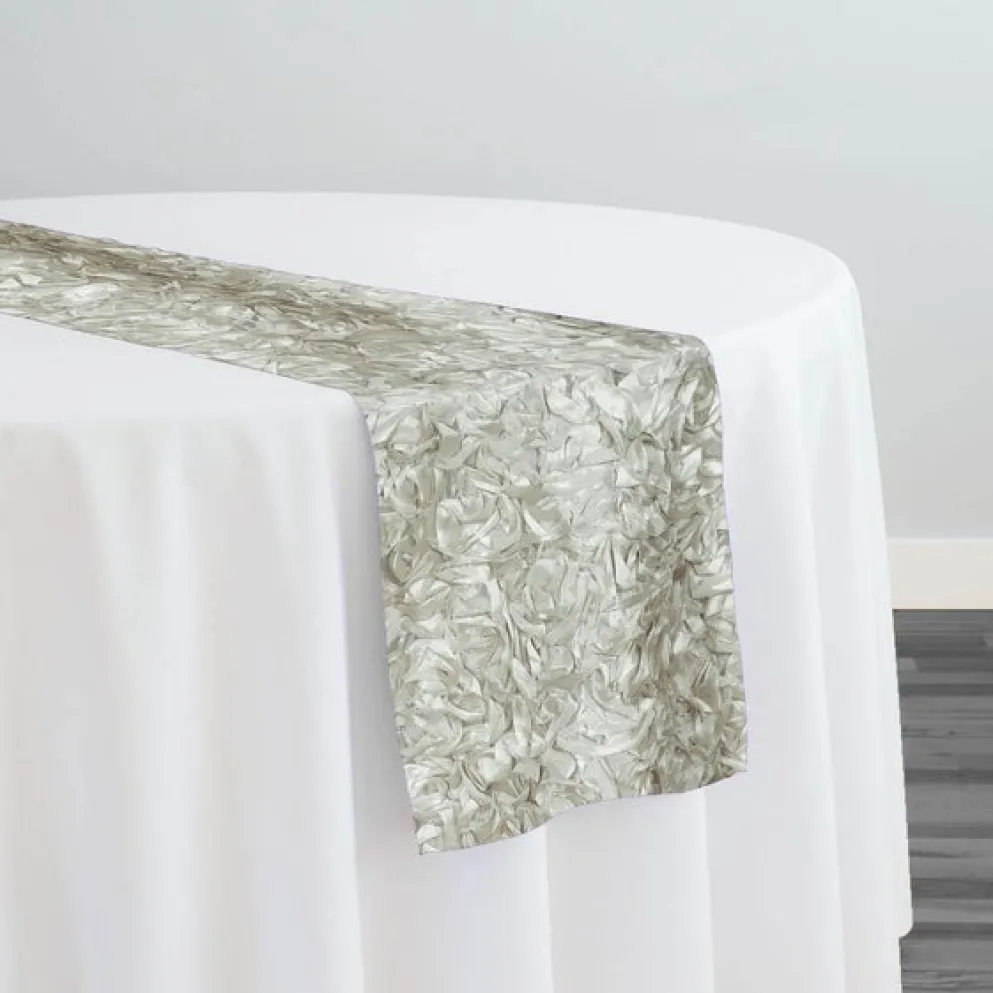 Curly Satin Table Runner in Ivory