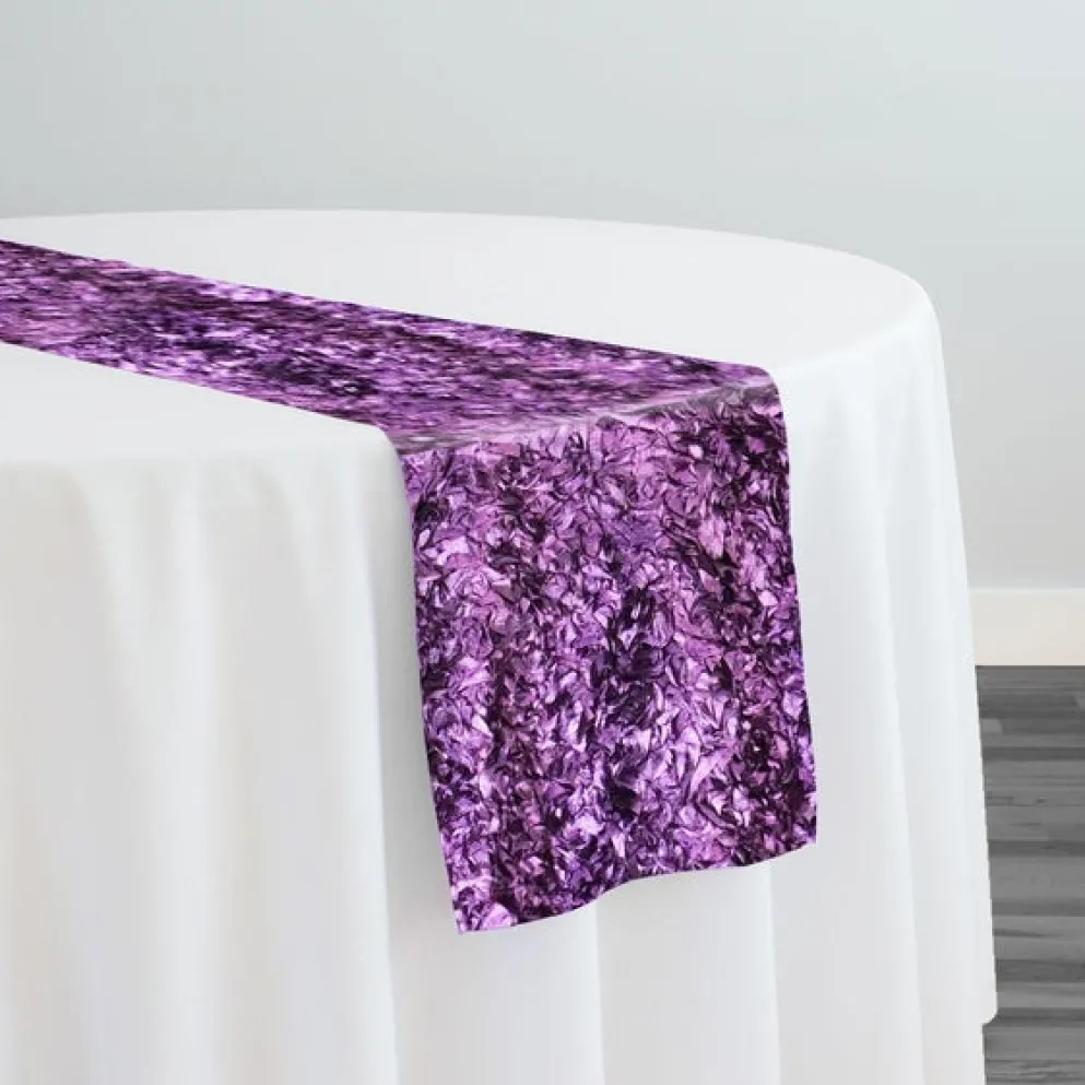 Curly Satin Table Runner in Plum