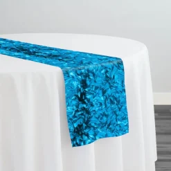 Curly Satin Table Runner in Turquoise