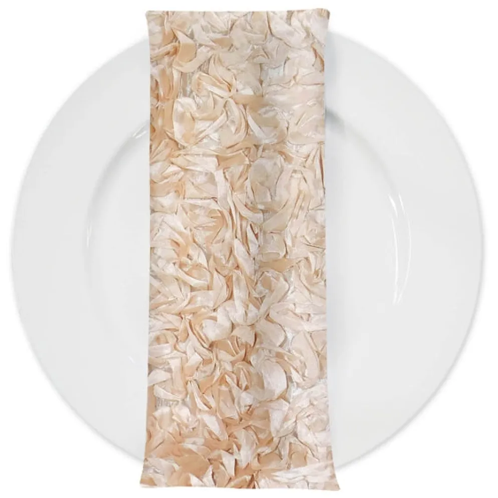 Curly Satin (w/ Poly Lining) Table Napkin in Champagne
