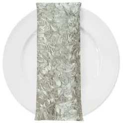 Curly Satin (w/ Poly Lining) Table Napkin in Ivory