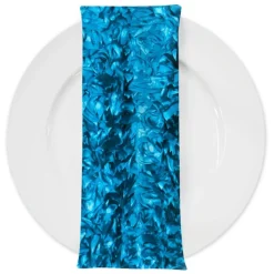 Curly Satin (w/ Poly Lining) Table Napkin in Turquoise