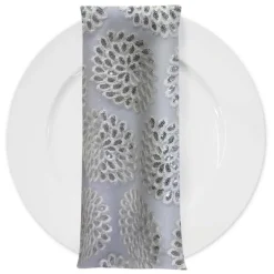 Dahlia Sequins (w/ Poly Lining) Table Napkin in White