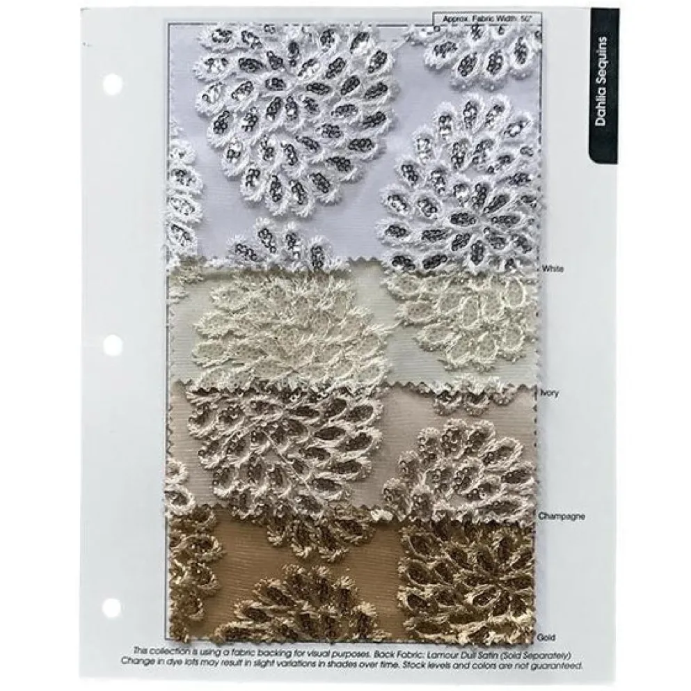 Dahlia Sequins (w/ Poly Lining) Table Napkin in White