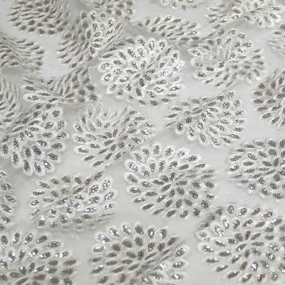 Dahlia Sequins (w/ Poly Lining) Table Napkin in White