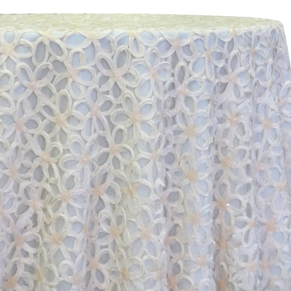 Daisy Sequins Table Linen in Ivory
