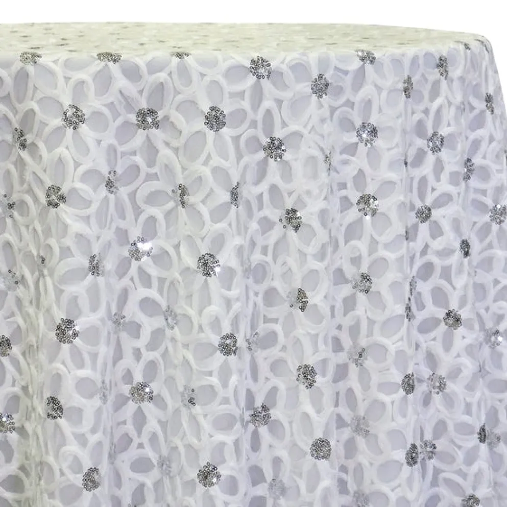 Daisy Sequins Table Linen in White