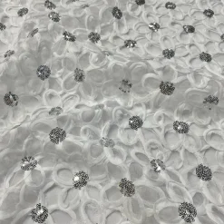 Daisy Sequins Table Runner in White