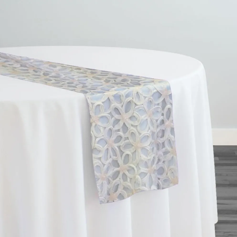 Daisy Sequins Table Runner in Ivory