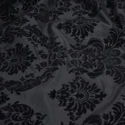 Damask Flocking Taffeta Table Runner in Black on Black