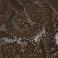 Damask Flocking Taffeta Table Runner in Brown on Brown