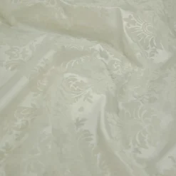 Damask Flocking Taffeta Table Runner in Ivory on Ivory