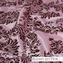 Damask Flocking Taffeta Table Runner in Brown on Pink