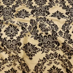 Damask Flocking Taffeta Table Runner in Black on Ivory
