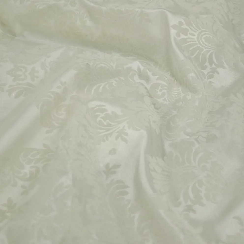 Damask Flocking Taffeta Table Linen in Ivory on Ivory