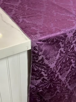 Damask Poly Table Linen in Raisin 1356