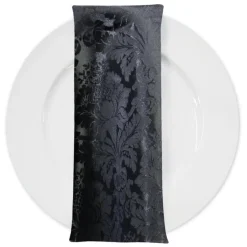 Damask Poly Table Napkin in Black
