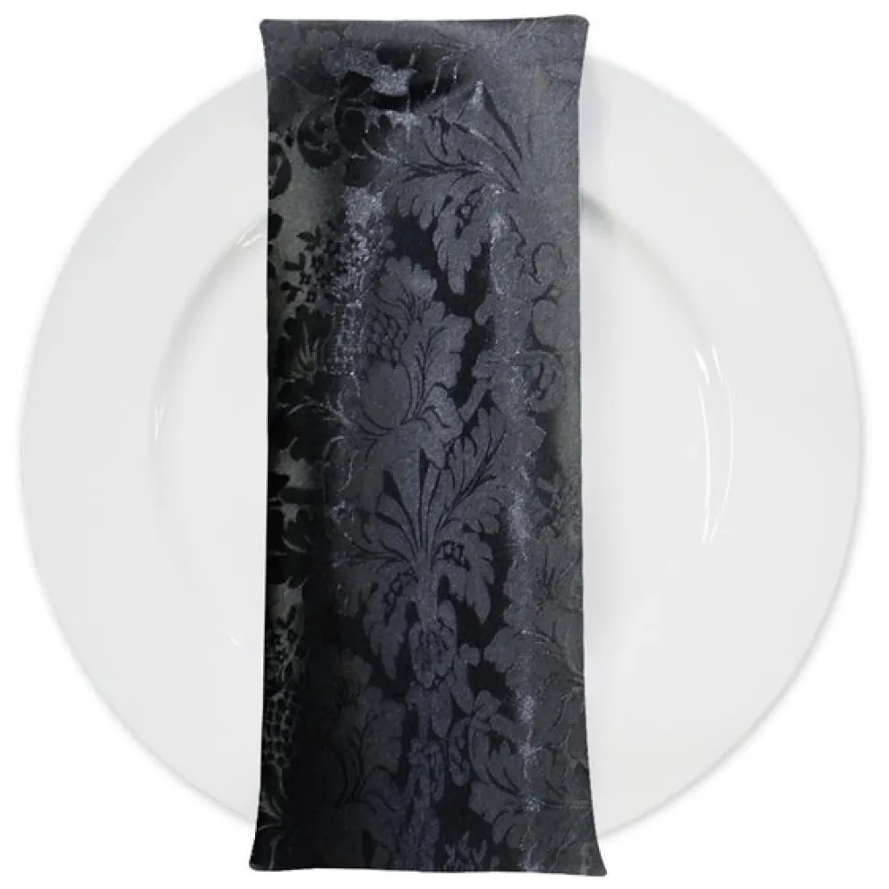 Damask Poly Table Napkin in Black