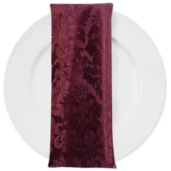 Damask Poly Table Napkin in Burgundy