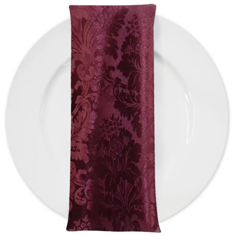 Damask Poly Table Napkin in Burgundy