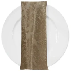 Damask Poly Table Napkin in Taupe D 1410