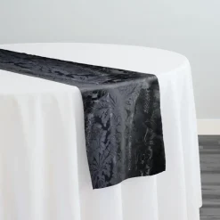Damask Poly Table Runner in Black