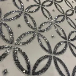 Delano Sequins Table Linen in Silver and Silver