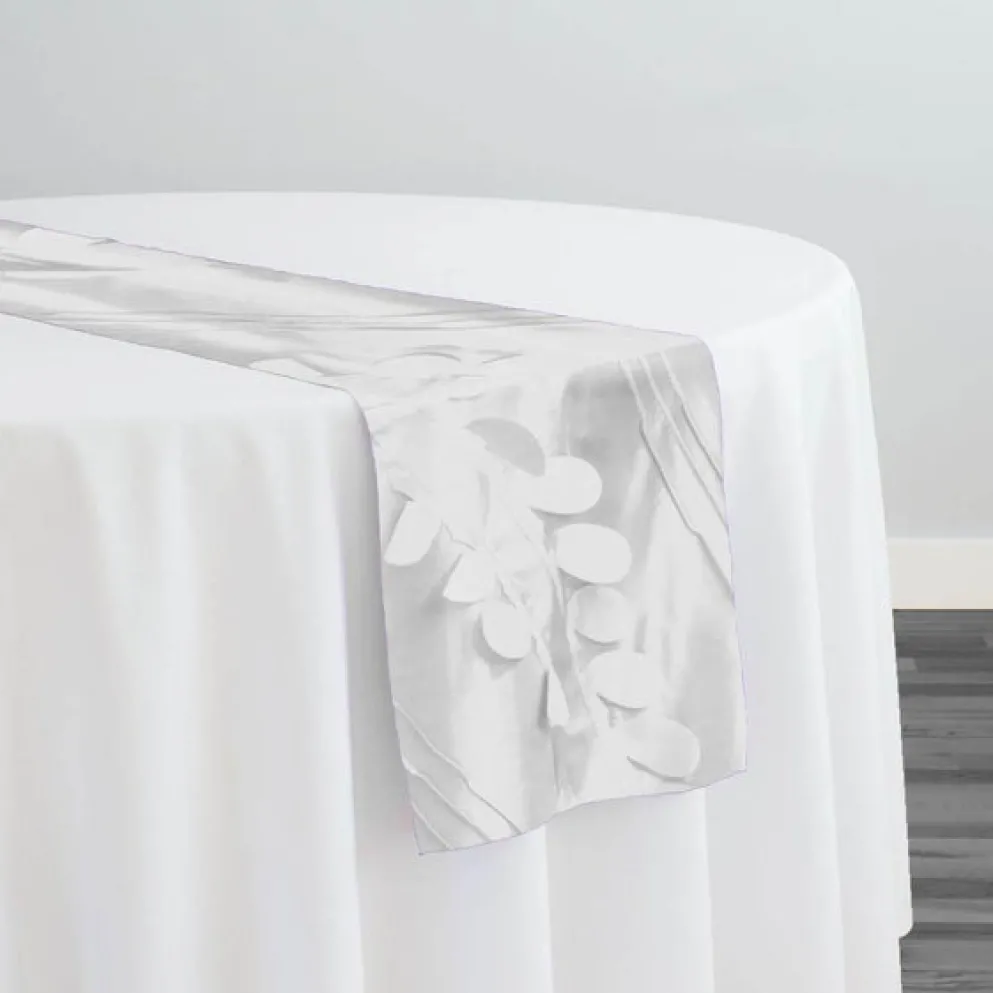 Diagonal Taffeta Table Runner in White