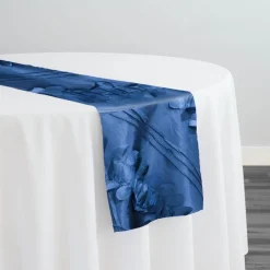 Diagonal Taffeta Table Runner in Navy
