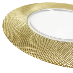 Dotted - Glass Charger Plate in Gold (Item # 0027)