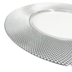 Dotted - Glass Charger Plate in Silver (Item # 0027)