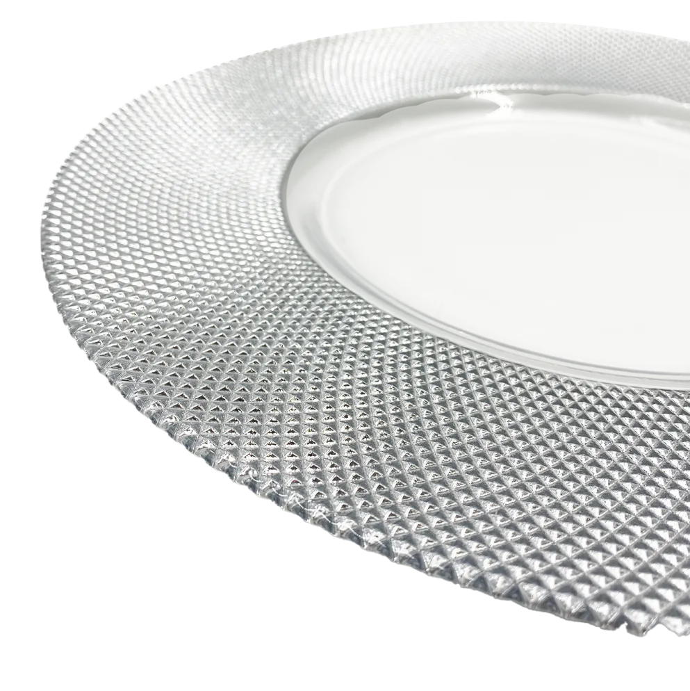 Dotted - Glass Charger Plate in Silver (Item # 0027)