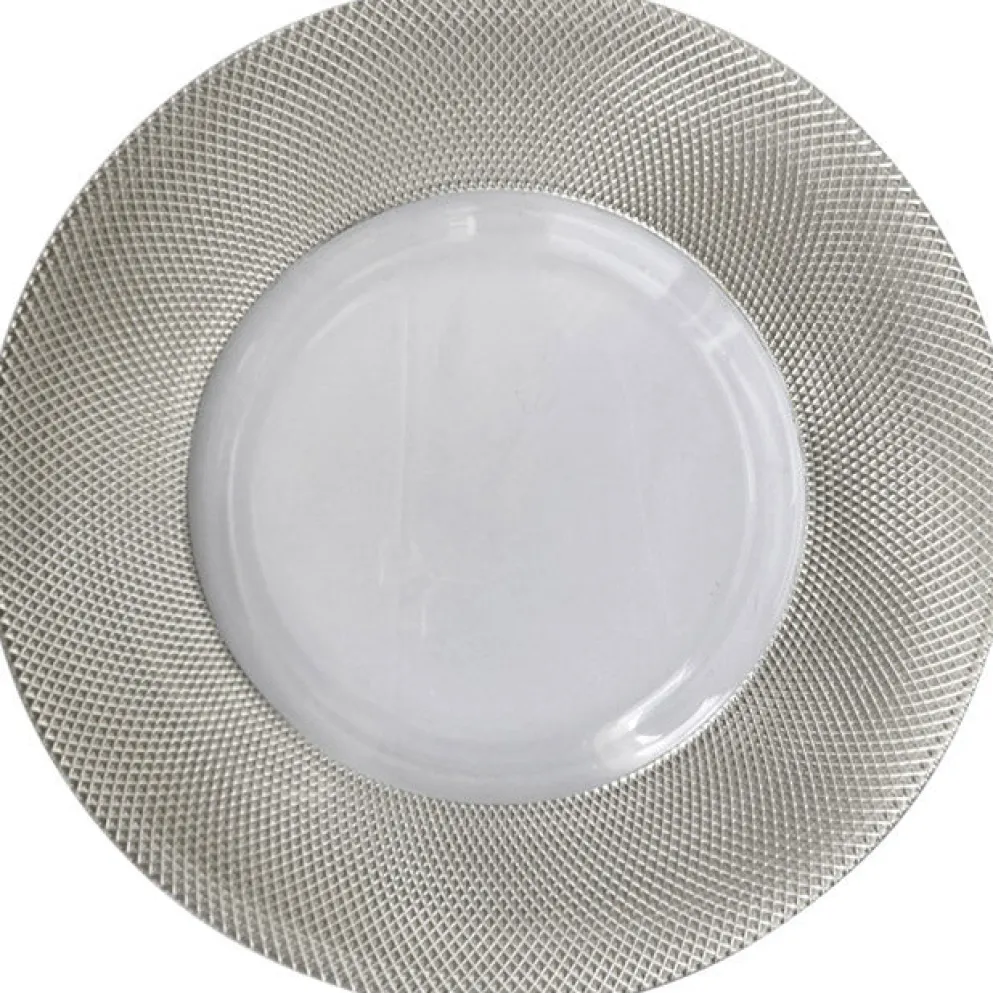 Dotted - Glass Charger Plate in Silver (Item # 0027)