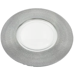 Dotted - Glass Charger Plate in Silver (Item # 0027)