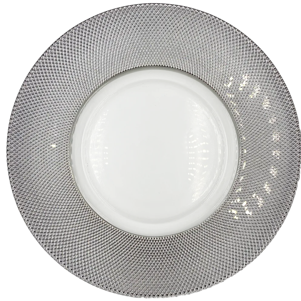Dotted - Glass Charger Plate in Silver (Item # 0027)