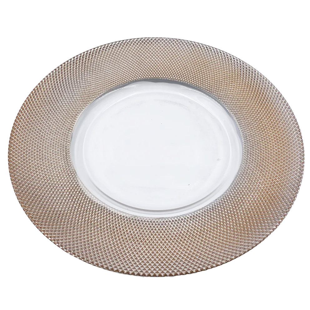 Dotted - Glass Charger Plate in Rose Gold (Item # 0027)