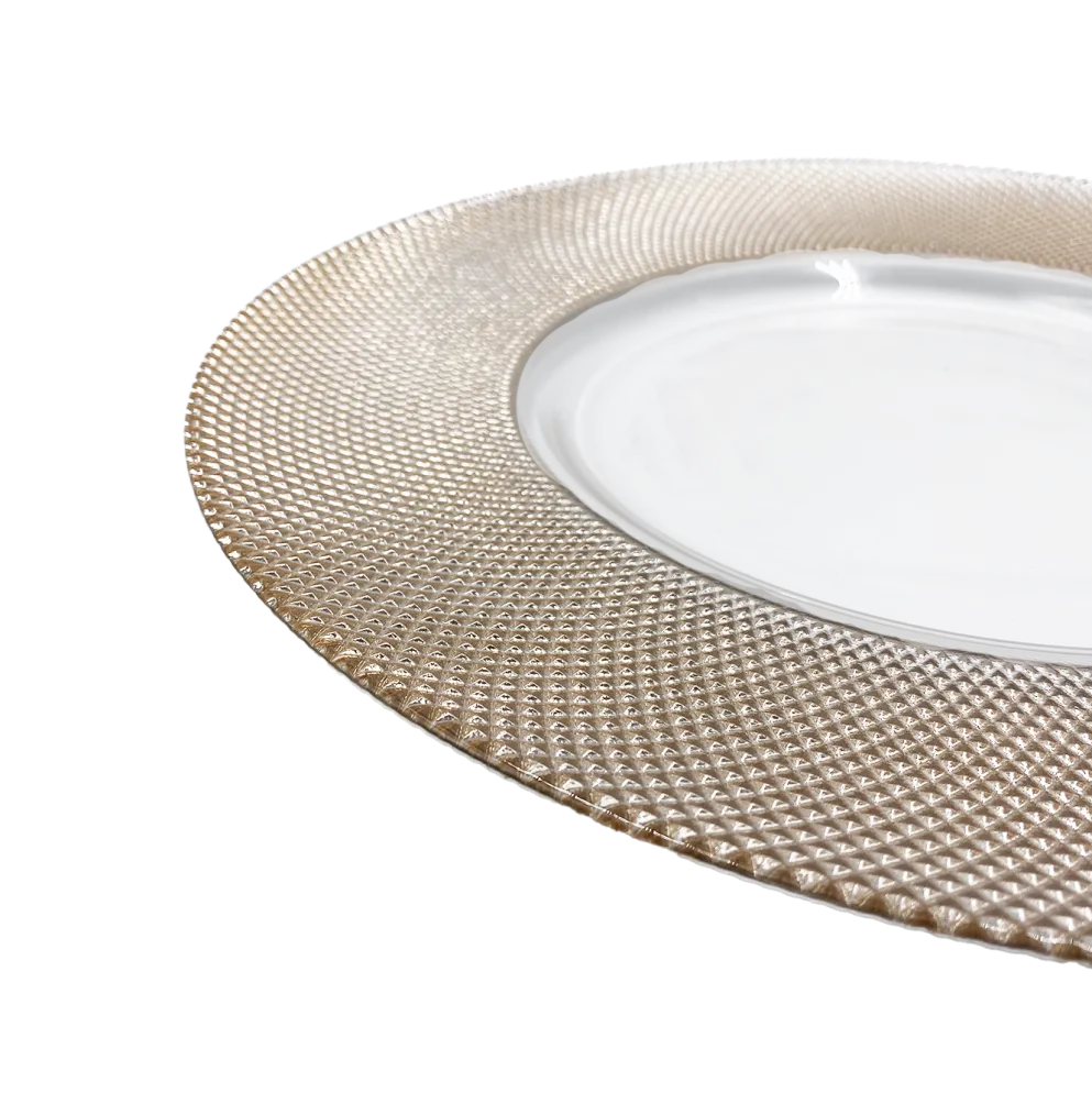 Dotted - Glass Charger Plate in Rose Gold (Item # 0027)