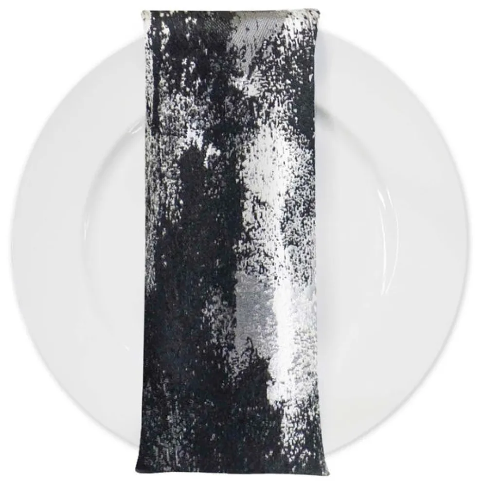 Element Jacquard Table Napkin in Black and Silver
