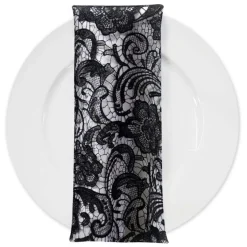 English Lace (w/ Poly Lining) Table Napkin in Black